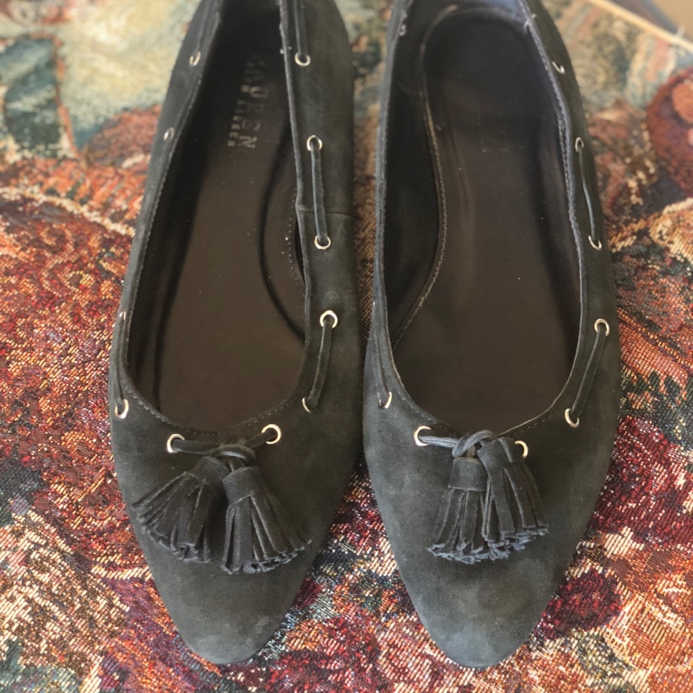 Ralph by Ralph Lauren Grey suede Tassle flats